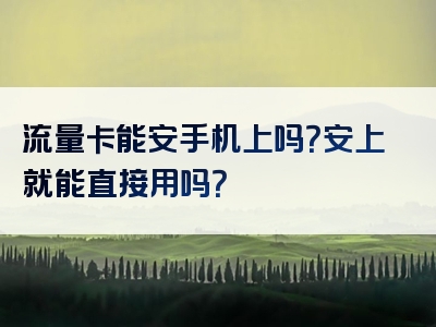 流量卡能安手机上吗？安上就能直接用吗？