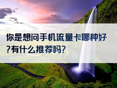 你是想问手机流量卡哪种好？有什么推荐吗？