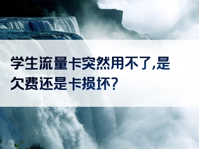 学生流量卡突然用不了，是欠费还是卡损坏？