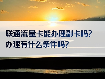 联通流量卡能办理副卡吗？办理有什么条件吗？