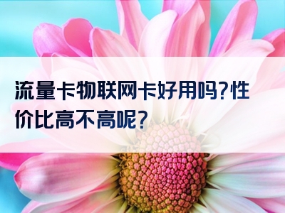 流量卡物联网卡好用吗？性价比高不高呢？
