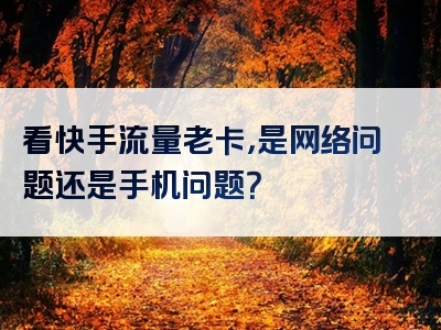 看快手流量老卡，是网络问题还是手机问题？