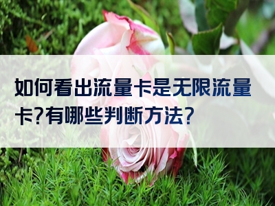 如何看出流量卡是无限流量卡？有哪些判断方法？