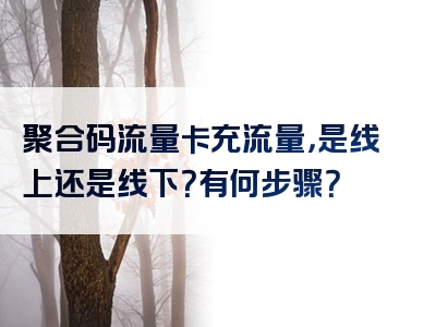 聚合码流量卡充流量，是线上还是线下？有何步骤？