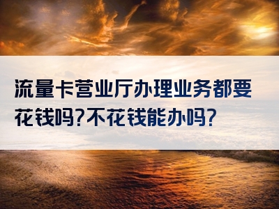 流量卡营业厅办理业务都要花钱吗？不花钱能办吗？