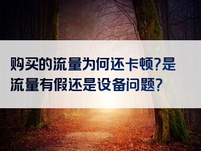 购买的流量为何还卡顿？是流量有假还是设备问题？