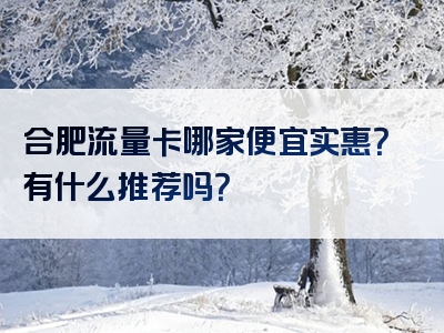 合肥流量卡哪家便宜实惠？有什么推荐吗？
