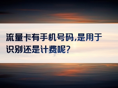 流量卡有手机号码，是用于识别还是计费呢？