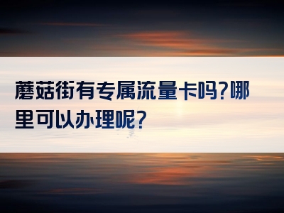 蘑菇街有专属流量卡吗？哪里可以办理呢？