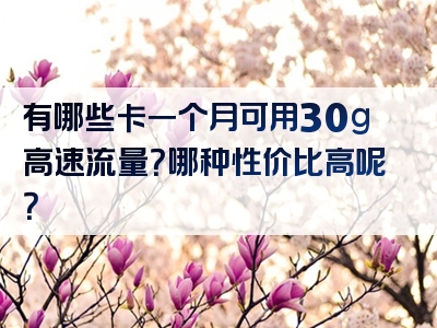 有哪些卡一个月可用30g高速流量？哪种性价比高呢？