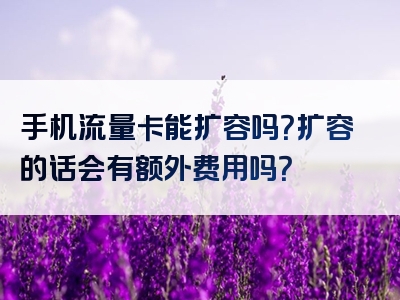 手机流量卡能扩容吗？扩容的话会有额外费用吗？