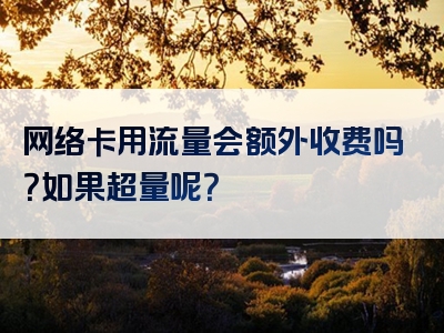 网络卡用流量会额外收费吗？如果超量呢？