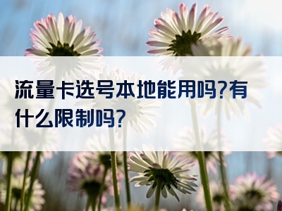 流量卡选号本地能用吗？有什么限制吗？