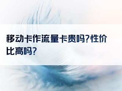移动卡作流量卡贵吗？性价比高吗？