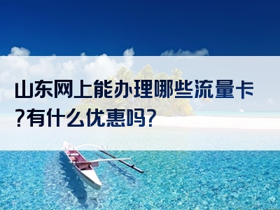 山东网上能办理哪些流量卡？有什么优惠吗？