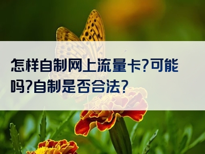 怎样自制网上流量卡？可能吗？自制是否合法？