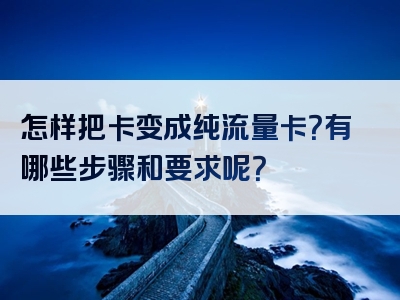 怎样把卡变成纯流量卡？有哪些步骤和要求呢？