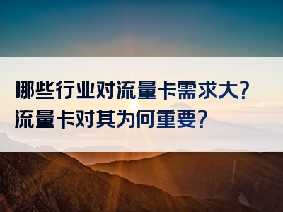 哪些行业对流量卡需求大？流量卡对其为何重要？
