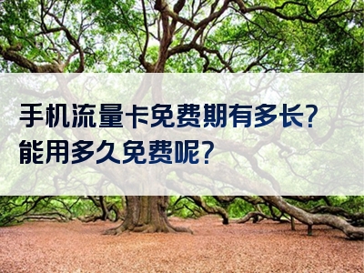 手机流量卡免费期有多长？能用多久免费呢？