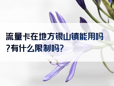 流量卡在地方银山镇能用吗？有什么限制吗？