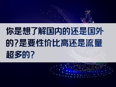 你是想了解国内的还是国外的？是要性价比高还是流量超多的？