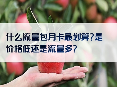 什么流量包月卡最划算？是价格低还是流量多？