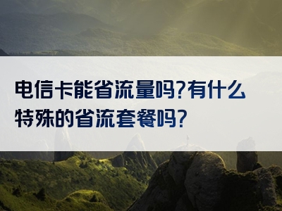 电信卡能省流量吗？有什么特殊的省流套餐吗？