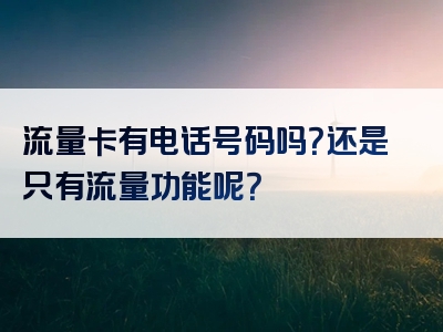 流量卡有电话号码吗？还是只有流量功能呢？