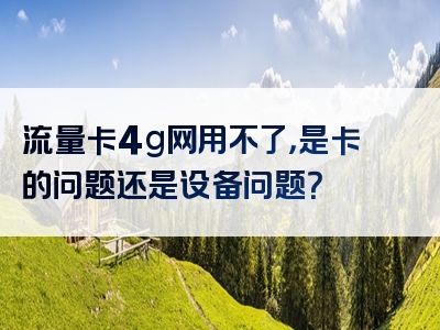 流量卡4g网用不了，是卡的问题还是设备问题？