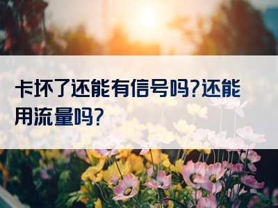 卡坏了还能有信号吗？还能用流量吗？