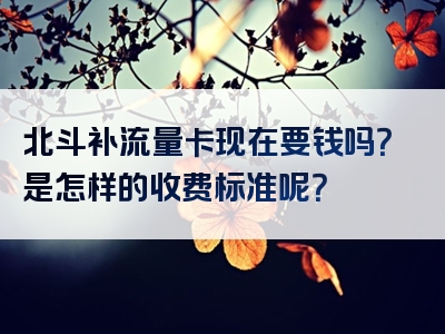 北斗补流量卡现在要钱吗？是怎样的收费标准呢？