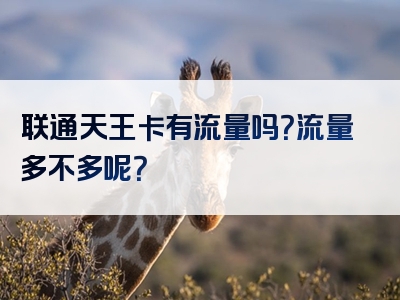 联通天王卡有流量吗？流量多不多呢？