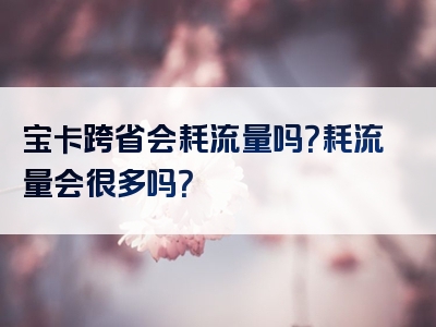 宝卡跨省会耗流量吗？耗流量会很多吗？