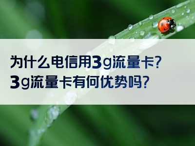 为什么电信用3g流量卡？3g流量卡有何优势吗？