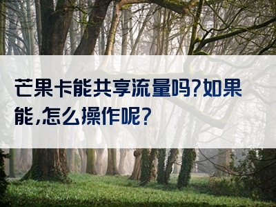 芒果卡能共享流量吗？如果能，怎么操作呢？