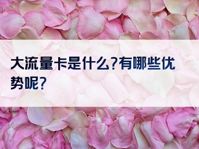 大流量卡是什么？有哪些优势呢？