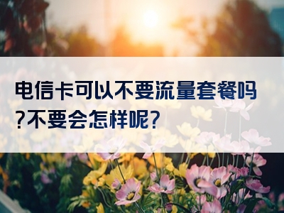电信卡可以不要流量套餐吗？不要会怎样呢？
