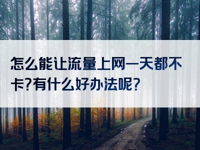 怎么能让流量上网一天都不卡？有什么好办法呢？