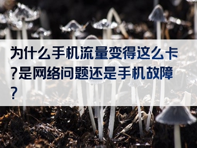 为什么手机流量变得这么卡？是网络问题还是手机故障？
