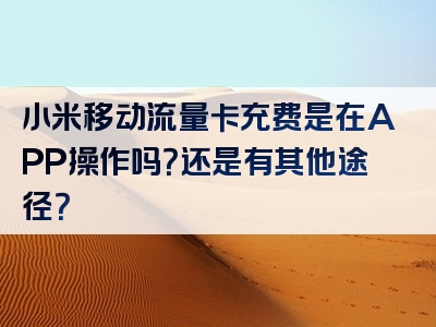 小米移动流量卡充费是在APP操作吗？还是有其他途径？